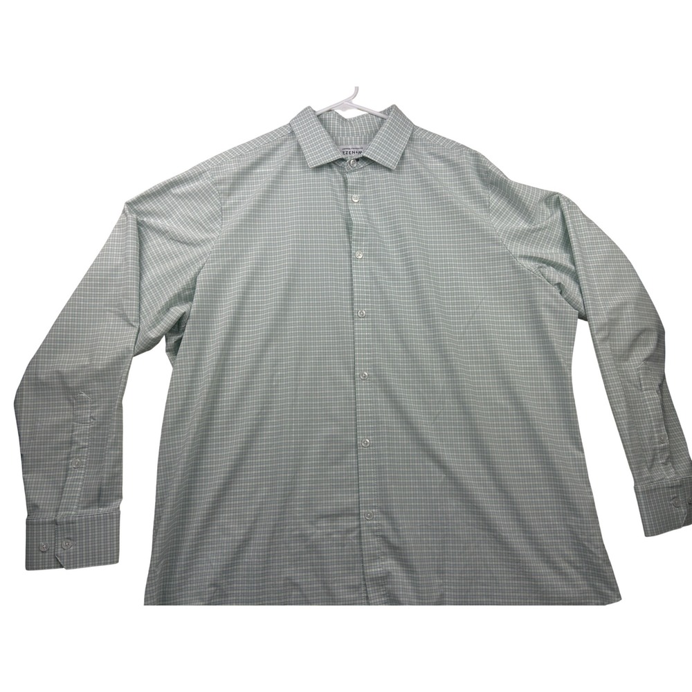 Mizzen+Main Leeward Men's Shirt XXL Green Check Standard Fit Performance Stretch